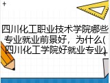 四川化工职业技术学院哪些专业就业前景好，为什么(四川化工学院好就业专业)