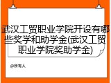 武汉工贸职业学院开设有哪些奖学和助学金(武汉工贸职业学院奖助学金)
