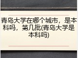 青岛大学在哪个城市，是本科吗，第几批(青岛大学是本科吗)