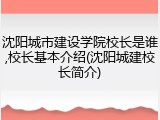 沈阳城市建设学院校长是谁,校长基本介绍(沈阳城建校长简介)