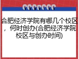 合肥经济学院有哪几个校区，何时创办(合肥经济学院校区与创办时间)