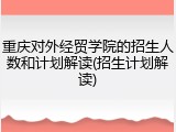 重庆对外经贸学院的招生人数和计划解读(招生计划解读)