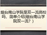 烟台南山学院是双一流高校吗，简单介绍(烟台南山学院双一流？)