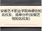 安徽艺术职业学院有哪些知名校友，简单分析(安徽艺苑知名校友)
