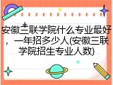 安徽三联学院什么专业最好，一年招多少人(安徽三联学院招生专业人数)