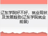 辽东学院好不好，就业现状及发展趋势(辽东学院就业前景)