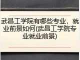 武昌工学院有哪些专业，就业前景如何(武昌工学院专业就业前景)