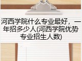 河西学院什么专业最好，一年招多少人(河西学院优势专业招生人数)