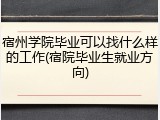 宿州学院毕业可以找什么样的工作(宿院毕业生就业方向)