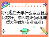 河北地质大学什么专业就业比较好，原因是啥(河北地质大学优势专业就业)