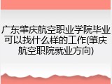 广东肇庆航空职业学院毕业可以找什么样的工作(肇庆航空职院就业方向)