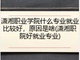 潇湘职业学院什么专业就业比较好，原因是啥(潇湘职院好就业专业)