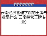 云南经济管理学院的王牌专业是什么(云南经管王牌专业)