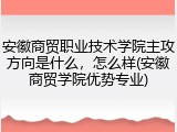 安徽商贸职业技术学院主攻方向是什么，怎么样(安徽商贸学院优势专业)