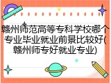 赣州师范高等专科学校哪个专业毕业就业前景比较好(赣州师专好就业专业)