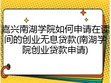 嘉兴南湖学院如何申请在读间的创业无息贷款(南湖学院创业贷款申请)