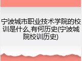 宁波城市职业技术学院的校训是什么,有何历史(宁波城院校训历史)