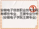 安徽电子信息职业技术学院有哪些专业，王牌专业分析(安徽电子学院王牌专业)