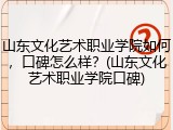 山东文化艺术职业学院如何，口碑怎么样？(山东文化艺术职业学院口碑)