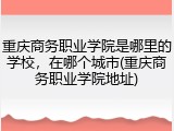 重庆商务职业学院是哪里的学校，在哪个城市(重庆商务职业学院地址)