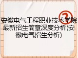 安徽电气工程职业技术学院最新招生简章深度分析(安徽电气招生分析)