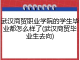 武汉商贸职业学院的学生毕业都怎么样了(武汉商贸毕业生去向)