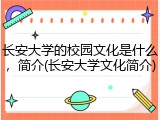 长安大学的校园文化是什么，简介(长安大学文化简介)