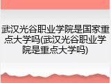 武汉光谷职业学院是国家重点大学吗(武汉光谷职业学院是重点大学吗)