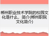 郴州职业技术学院的校园文化是什么，简介(郴州职院文化简介)
