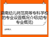 湖南幼儿师范高等专科学校的专业设置概况介绍(幼专专业概览)