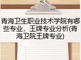 青海卫生职业技术学院有哪些专业，王牌专业分析(青海卫院王牌专业)