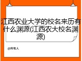 江西农业大学的校名来历有什么渊源(江西农大校名渊源)
