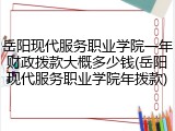 岳阳现代服务职业学院一年财政拨款大概多少钱(岳阳现代服务职业学院年拨款)