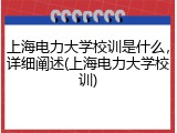 上海电力大学校训是什么，详细阐述(上海电力大学校训)