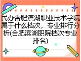 民办合肥滨湖职业技术学院属于什么档次，专业排行分析(合肥滨湖职院档次专业排名)