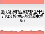 重庆能源职业学院招生计划详细分析(重庆能源招生解析)