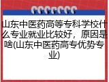山东中医药高等专科学校什么专业就业比较好，原因是啥(山东中医药高专优势专业)