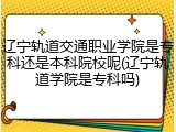辽宁轨道交通职业学院是专科还是本科院校呢(辽宁轨道学院是专科吗)