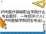 泸州医疗器械职业学院什么专业最好，一年招多少人(泸州医械学院招生专业)