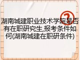 湖南城建职业技术学院是否有在职研究生,报考条件如何(湖南城建在职研条件)