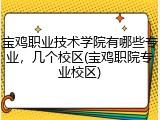 宝鸡职业技术学院有哪些专业，几个校区(宝鸡职院专业校区)