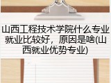 山西工程技术学院什么专业就业比较好，原因是啥(山西就业优势专业)