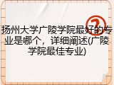 扬州大学广陵学院最好的专业是哪个，详细阐述(广陵学院最佳专业)