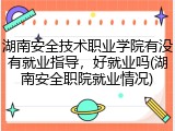 湖南安全技术职业学院有没有就业指导，好就业吗(湖南安全职院就业情况)