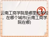 云南工商学院是哪里的学校，在哪个城市(云南工商学院在哪)