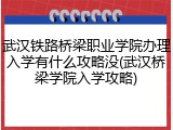 武汉铁路桥梁职业学院办理入学有什么攻略没(武汉桥梁学院入学攻略)