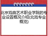 北京戏曲艺术职业学院的专业设置概况介绍(北戏专业概览)