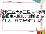 湖北工业大学工程技术学院的招生人数和计划解读(湖工大工程学院招生计划)