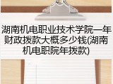 湖南机电职业技术学院一年财政拨款大概多少钱(湖南机电职院年拨款)