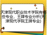 天津现代职业技术学院有哪些专业，王牌专业分析(天津现代学院王牌专业)